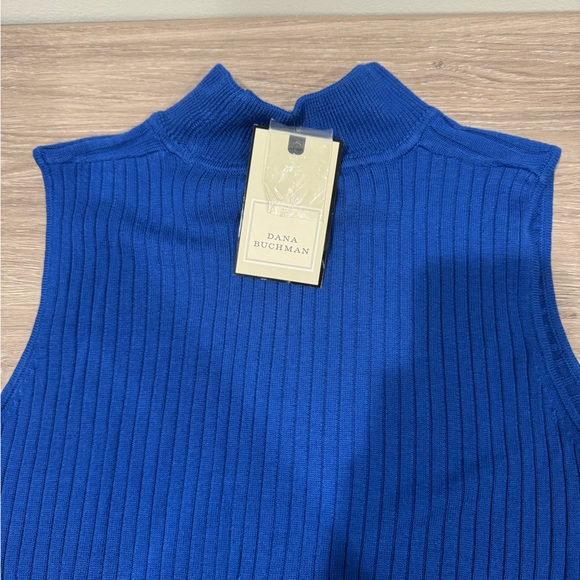 Dana Buchman Sleeveless Cobalt Blue Acrylic Mockneck Top Size S New With Tags - Picture 3 of 14